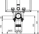 Technisches Diagramm eines TECEone Aufrüstsets für Spülkästen. Zeigt Maße und Komponenten im Detail, geeignet für Nassbau mit angegebener Bautiefe.